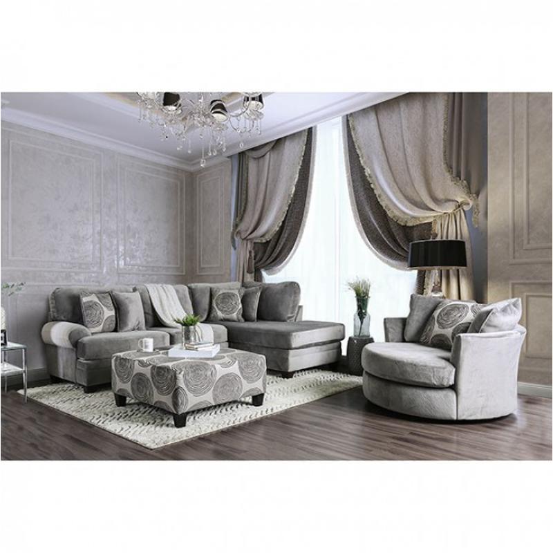 Sm5143gy Furniture Of America Bonaventura - Gray Living Room Furniture Sectional