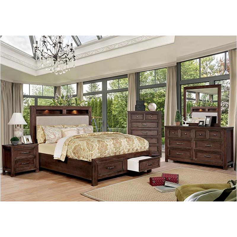 Cm7365a-q Furniture Of America Tywyn - Dark Oak Bedroom Furniture Bed