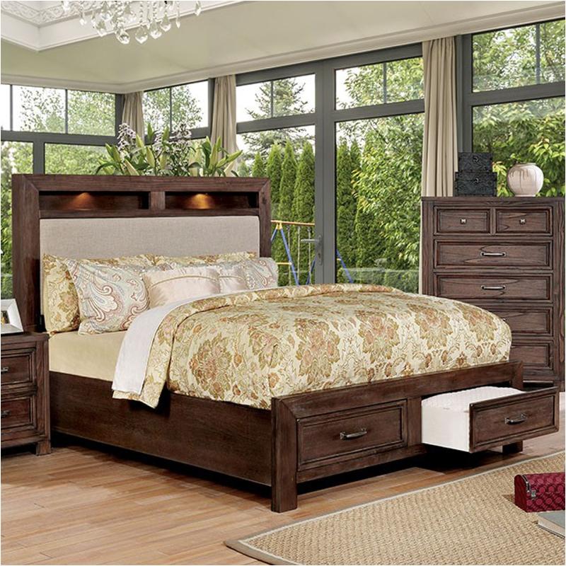 Cm7365a-ek Furniture Of America Tywyn - Dark Oak Bedroom Furniture Bed