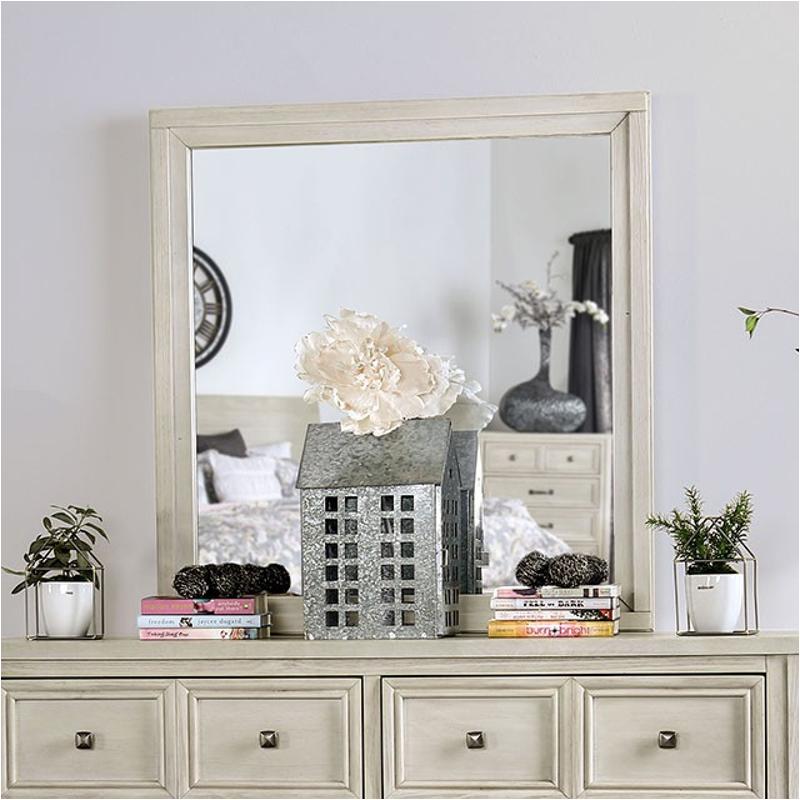 Cm7365wh-m Furniture Of America Tywyn - Antique White Bedroom Furniture Mirror