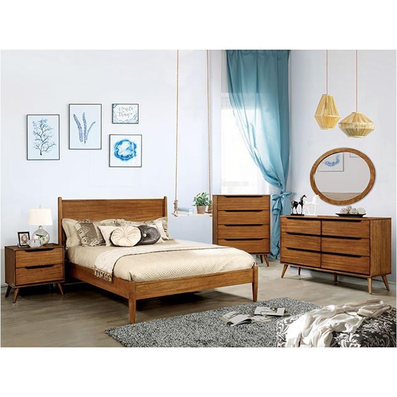 Cm7386a-q Furniture Of America Lennart - Oak Bedroom Furniture Bed