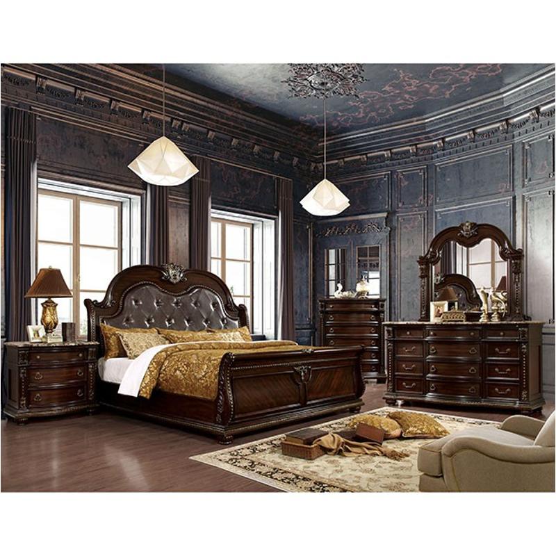 Cm7670q Furniture Of America Fromberg - Brown Cherry Bedroom Furniture Bed