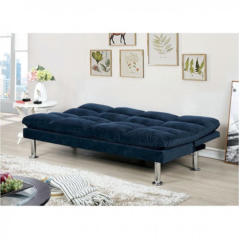 Cm2902nv Furniture Of America Microfiber Futon Sofa Navy