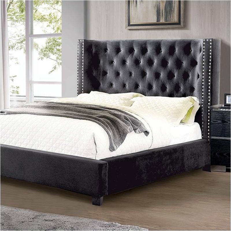 America Eastern King Bed Dark Gray, Furniture Of America Upholstered Headboard