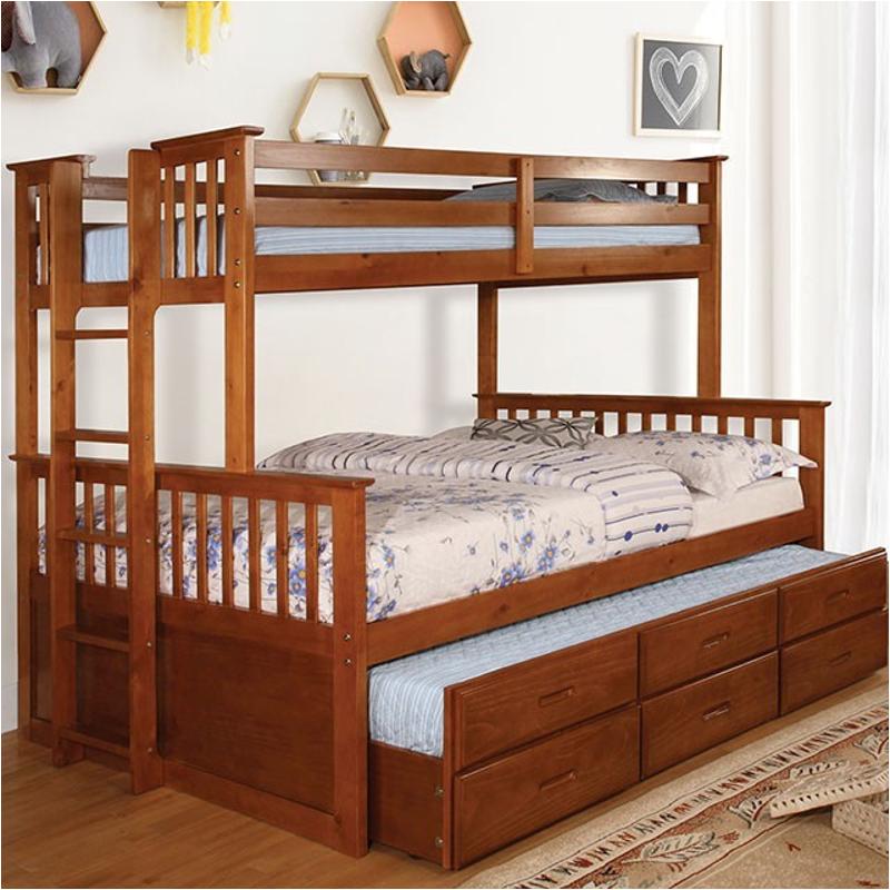 Cm-bk458f-oak+tr Furniture Of America University Bedroom Furniture Bed