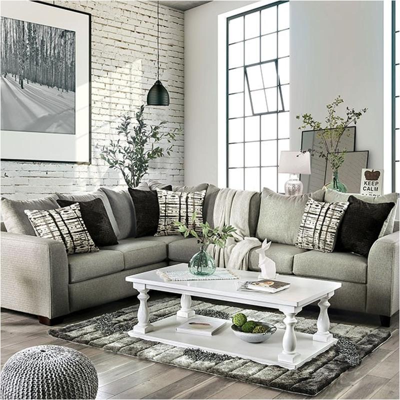 Sm5204gy-n Furniture Of America Barnett Living Room Furniture Sectional