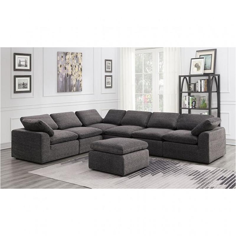 Cm6974gy-6seat Furniture Of America Joel Living Room Furniture Sectional