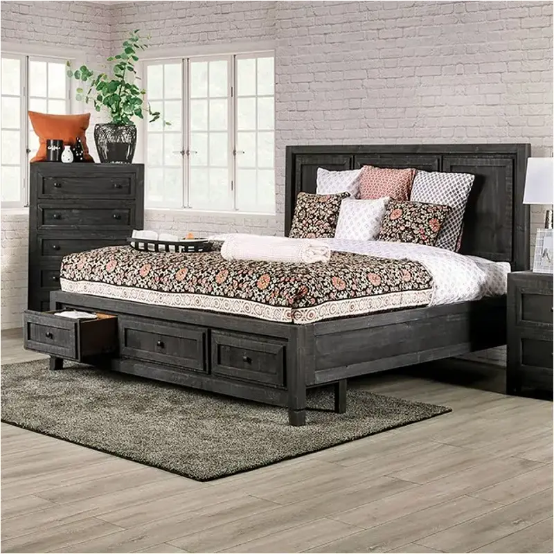 Em7074dg-ck Furniture Of America Oakridge-charcoal Bedroom Furniture Bed