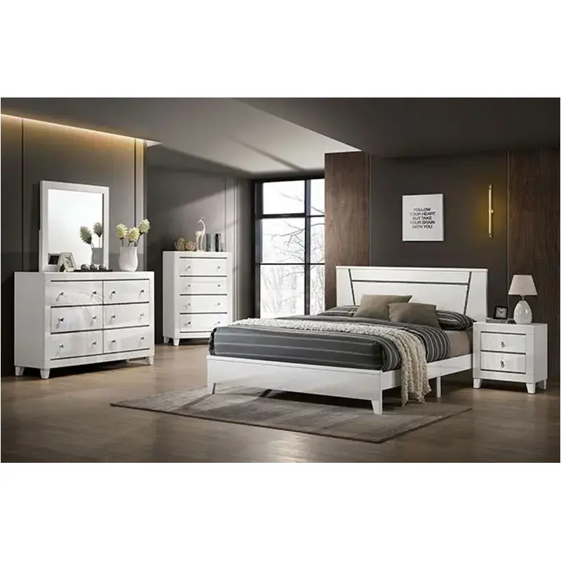 Foa7038wh-ek Furniture Of America Magdeburg Bedroom Furniture Bed