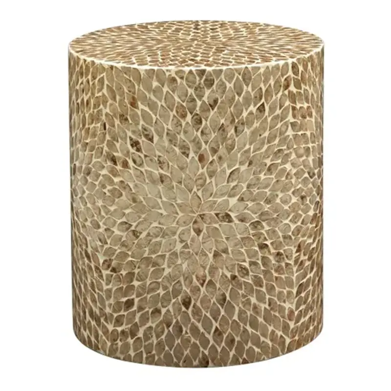 1730-28snd Jofran Furniture Capiz Drum Accent Table - Sand