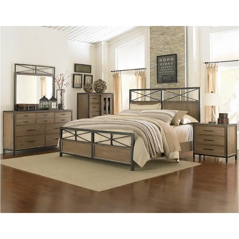 B2111-58h Magnussen Home Furniture Queen Metal/wood Panel Bed