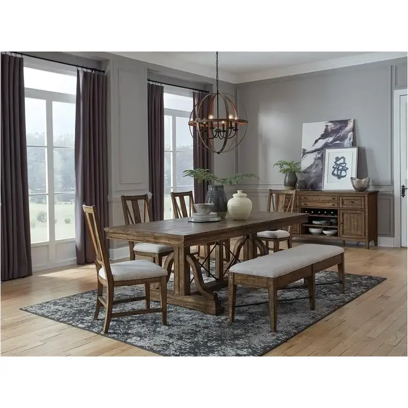 D4398-25t Magnussen Home Furniture Wood Dining Trestle Table