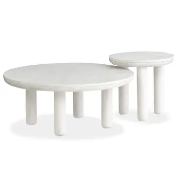 T5879-52 Magnussen Home Furniture Sunset Cove - White Living Room Furniture Nesting Table