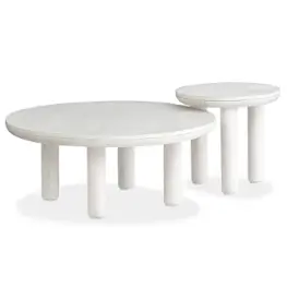 T5879-52 Magnussen Home Furniture Sunset Cove - White Living Room Furniture Nesting Table