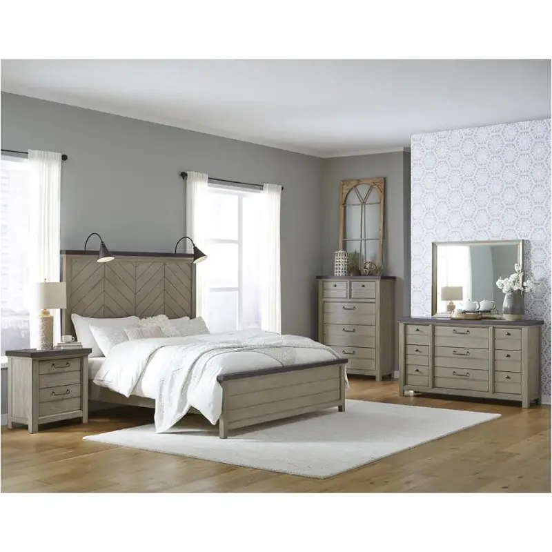 S382-270 Samuel Lawrence Furniture Farmhouse Gray Bedroom Furniture Bed