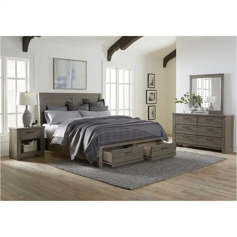 S079-250-256-417 Samuel Lawrence Furniture Ruff Hewn - Gray Bedroom Furniture Bed