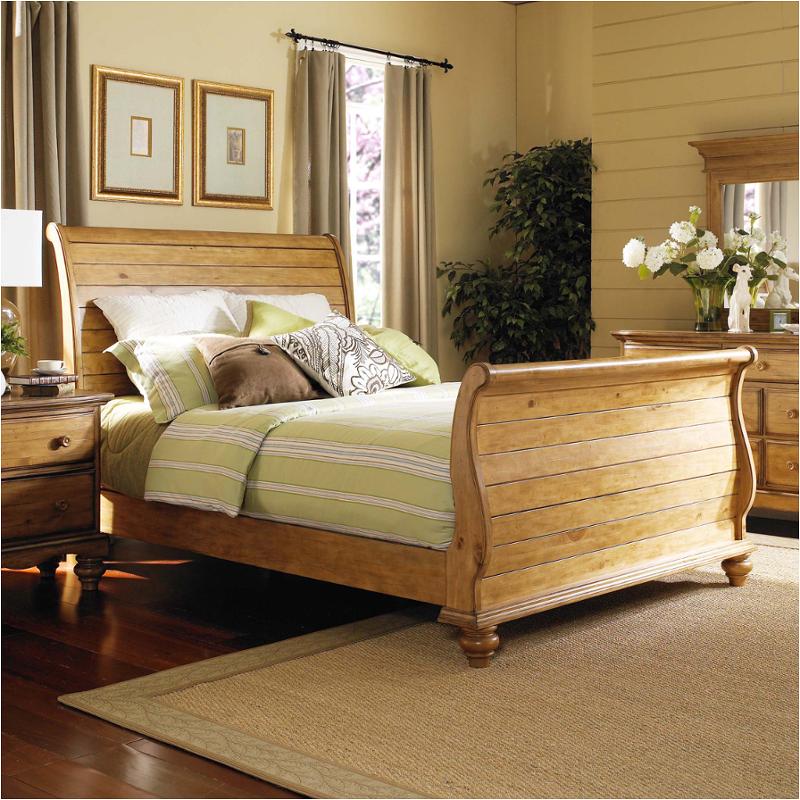 King Sleigh Bed Weathered Pine, Pine Bed King