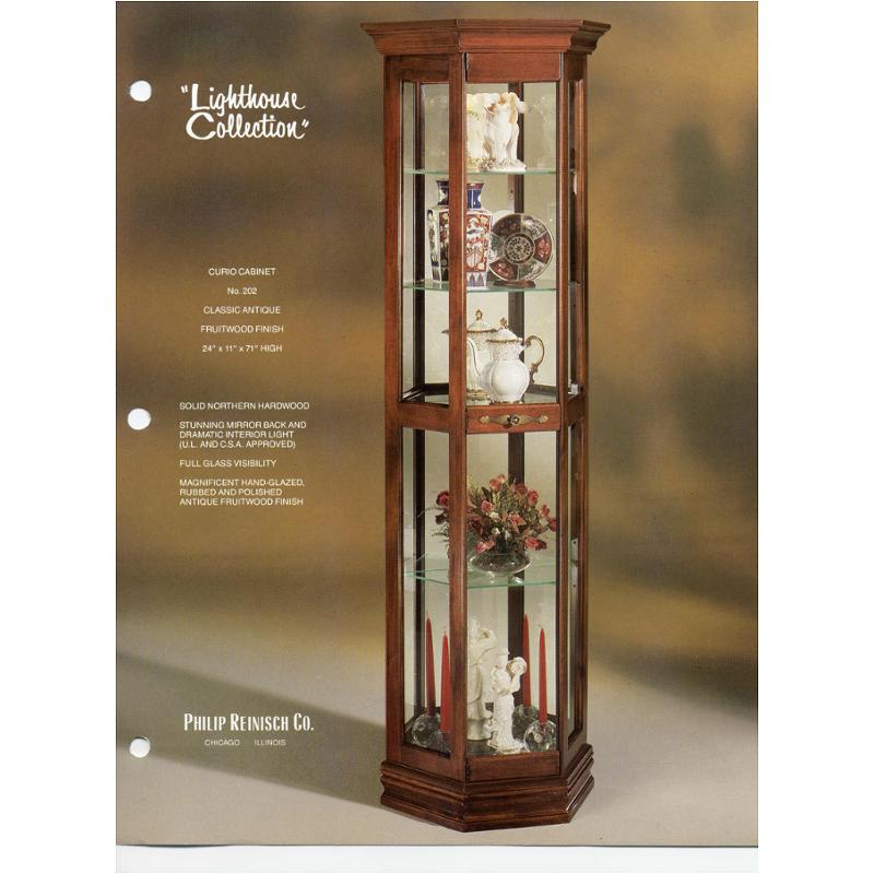 Fruitwood Classic Curio Cabinet, Lighted Curio Cabinets With Glass Doors