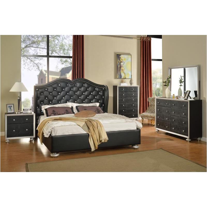 B1701-ek Mc Ferran Home Furnishings Manhattan - Black Bedroom Furniture Bed