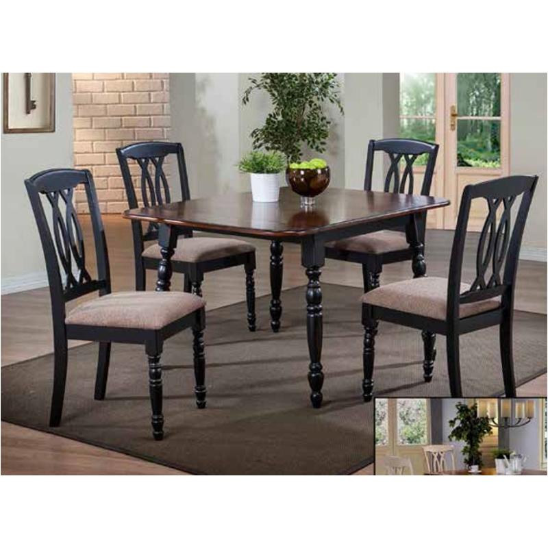 Cou-3854-t-bl Mc Ferran Home Furnishings Cou-3854 - Black And Oak Dining Room Furniture Dinette Table