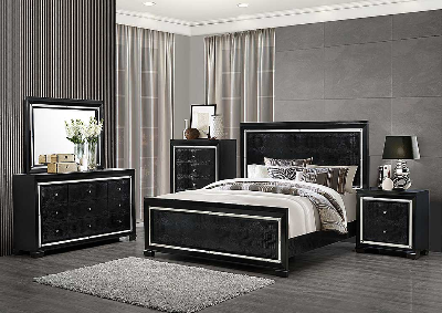 Galaxy - Metallic Black Bedroom Set Global Furniture Galaxy - Metallic Black Bedroom Furniture