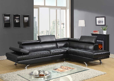 U9782-sectional - Bonded - Black 2pc Global Furniture U9782 - Bonded - Black Living Room Furniture