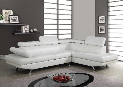 U9782-sectional - Bonded - White 2pc Global Furniture U9782 - Bonded - White Living Room Furniture