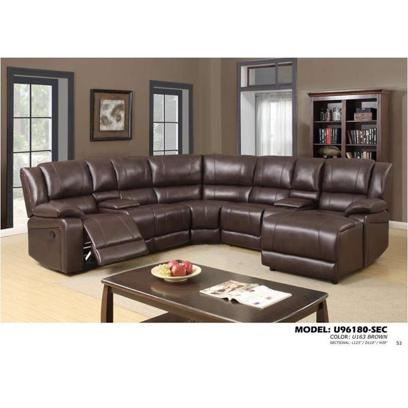 5 Piece Sectional - Leather Gel - Brown