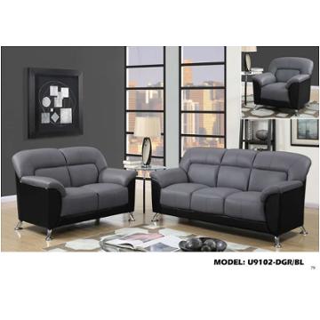 U9102 - Dark Grey And Black Living Room Set Global Furniture U9102 - Dark Grey And Black Living Room Furniture