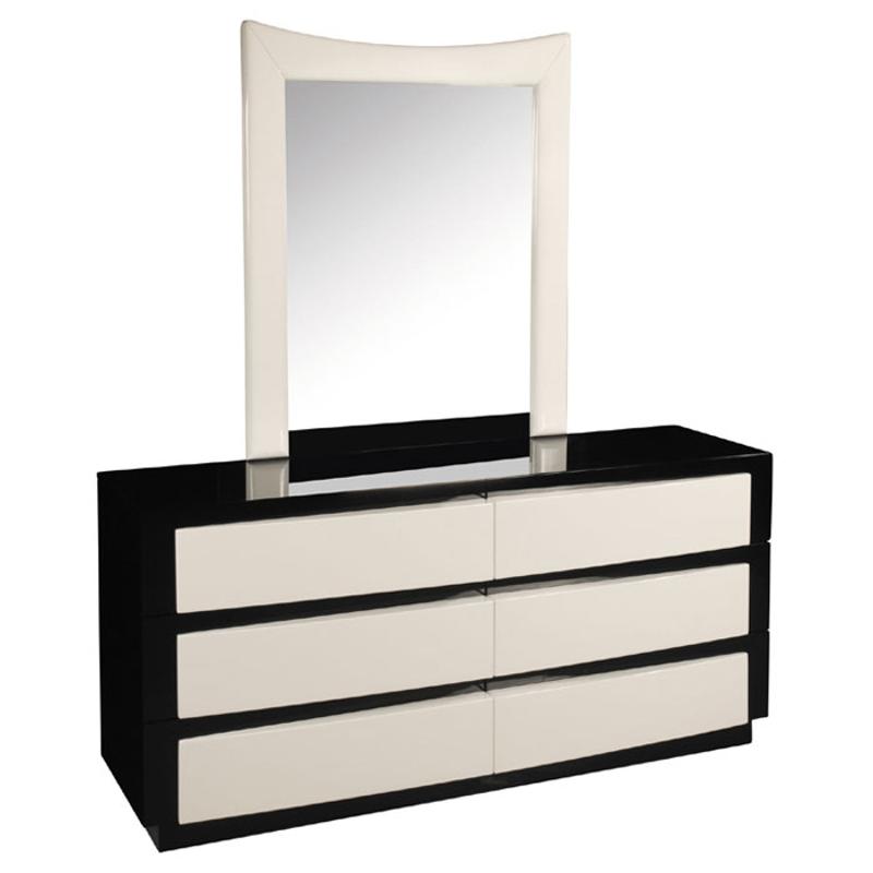 Sila-ww-d Global Furniture Sila - White/wenge - Glossy Bedroom Furniture Dresser