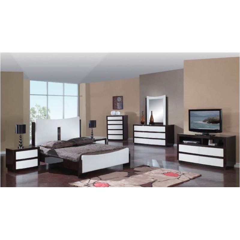 Sila-ww-qb Global Furniture Sila - White/wenge - Glossy Bedroom Furniture Bed