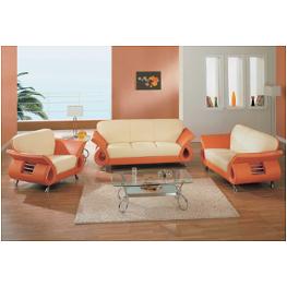 U559-s Leather Match - Beige/orange Global Furniture U559 Leather Match - Beige And Orange Living Room Furniture Sofa