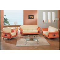 U559 S Leather Match Beige Orange Global Furniture Sofa