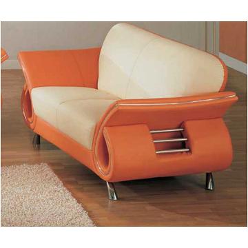 U559-l Leather Match - Beige/orange Global Furniture U559 Leather Match - Beige And Orange Living Room Loveseat