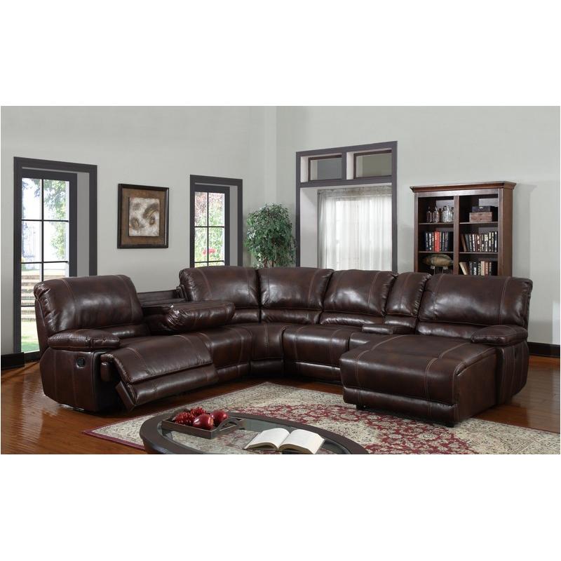 U1953-sectional-lr Bonded - Brown Global Furniture U1953 Bonded - Brown Living Room Furniture Sectional