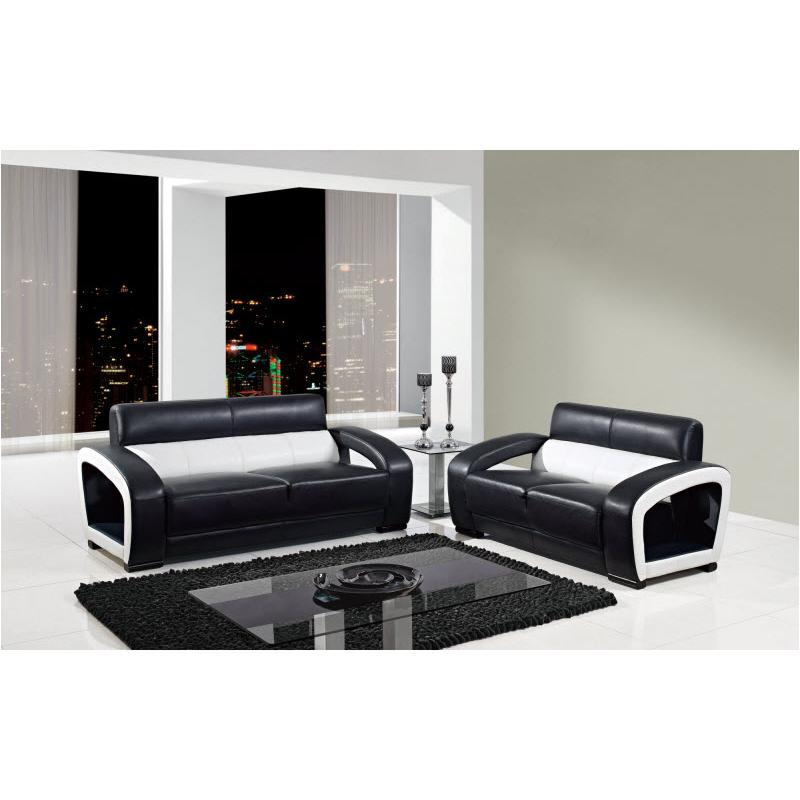 Ua199-s Bonded - Black/white Global Furniture Ua199 Bonded - Black/white Living Room Furniture Sofa