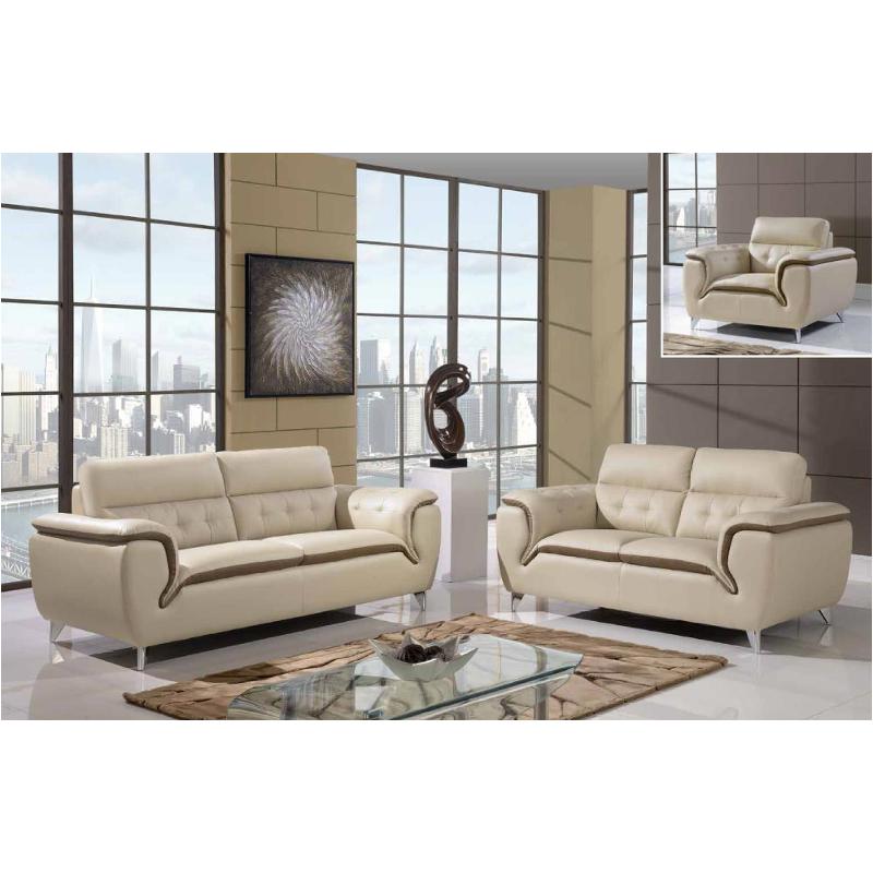 U7390-l - Nat-khaki/dark Cappuccino Global Furniture U7390 - Nat-khaki And Dark Cappuccino Living Room Furniture Loveseat