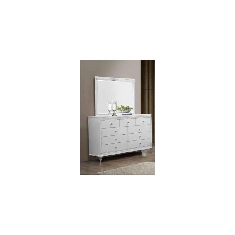 Catalina-mw-d Global Furniture Catalina - Metallic White Bedroom Furniture Dresser