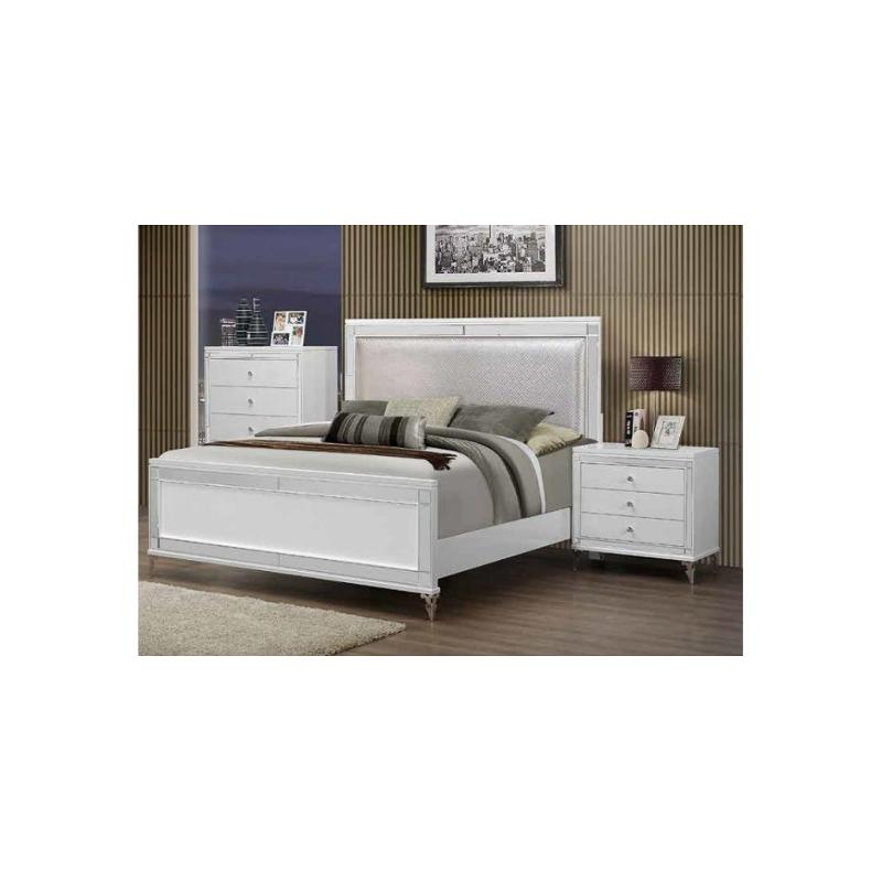 Catalina-mw-ns Global Furniture Catalina - Metallic White Bedroom Furniture Nightstand