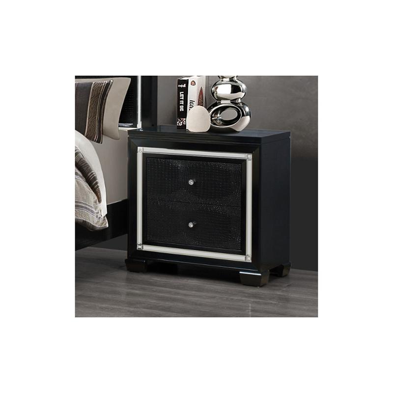 Galaxy-mb-ns Global Furniture Galaxy - Metallic Black Bedroom Furniture Nightstand