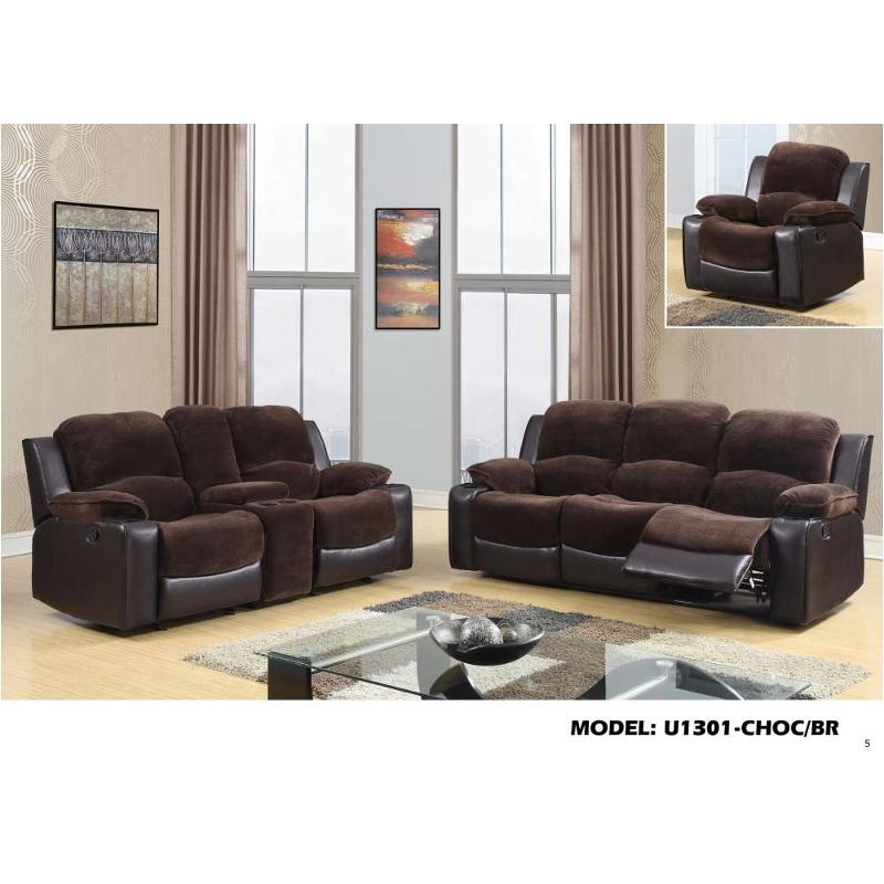 U1301-rs - Champ Chocolate And Brown Global Furniture U1301 - Champ Chocolate And Brown Living Room Furniture Sofa