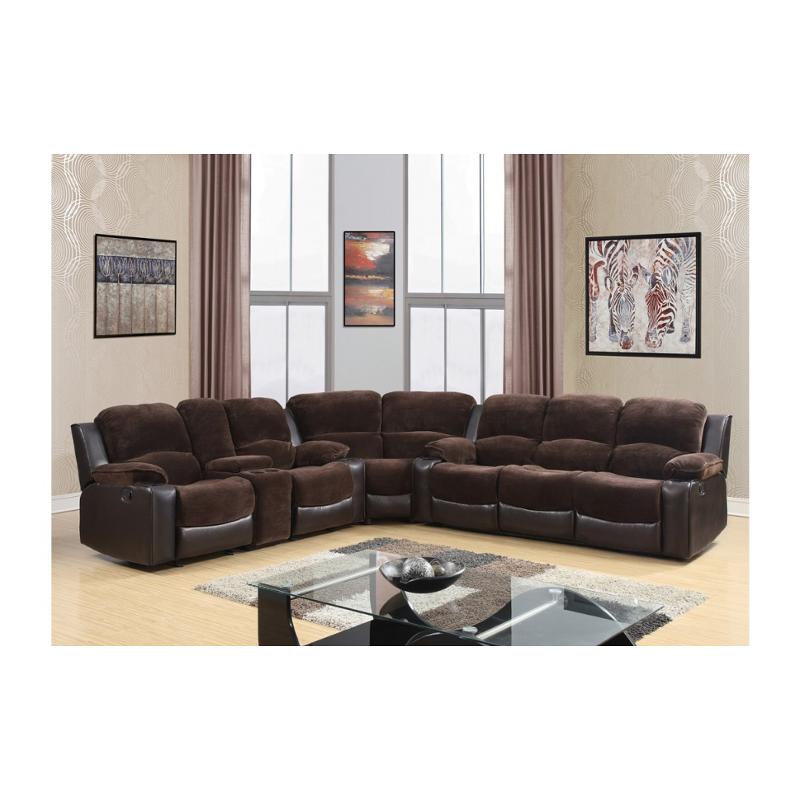 U1301-sectional-w - Champ Chocolate And Brown Global Furniture U1301 - Champ Chocolate And Brown Living Room Furniture Sectional