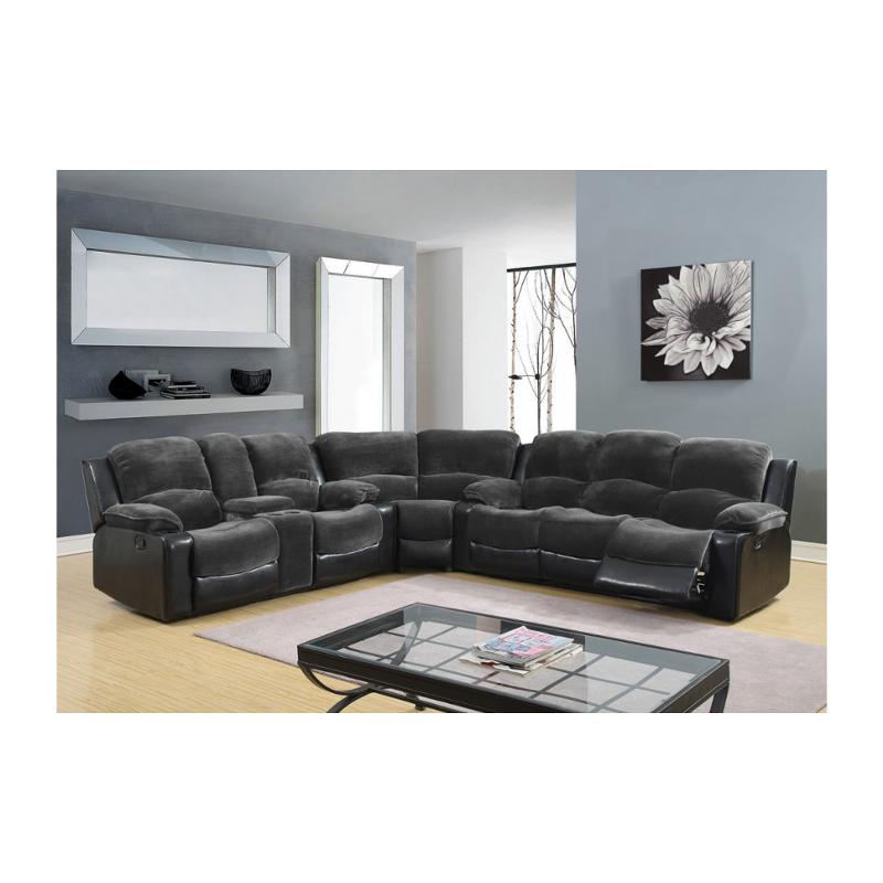 U1301-sectional-w - Champ Thunder And Black Global Furniture U1301 - Champ Thunder And Black Living Room Furniture Sectional