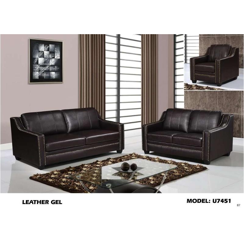 U7451-s - Leather Gel - Agnes Walnut Global Furniture U7451 - Leather Gel - Agnes Walnut Living Room Furniture Sofa