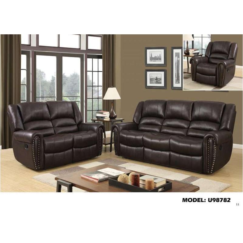 U98782-l - Brown Global Furniture U98782 - Brown Living Room Furniture Loveseat