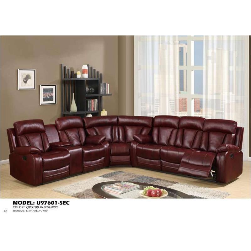 U97601 Sectional S Burdy Global, Leather Sectional Recliner Sofa