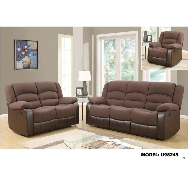 U98243-rs - Chocolate Global Furniture U98243 - Chocolate Living Room Furniture Sofa