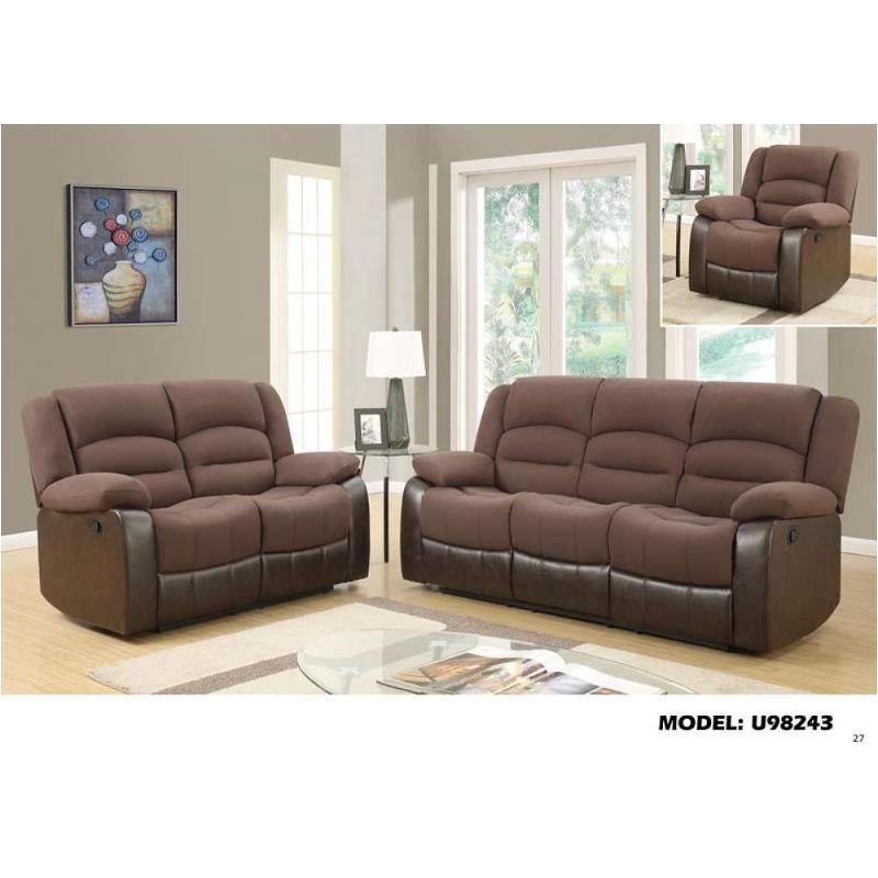 U98243-r - Chocolate Global Furniture U98243 - Chocolate Living Room Furniture Recliner