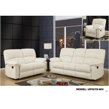 U99270-rs - Pluto White Global Furniture U99270 - Pluto White Living Room Sofa