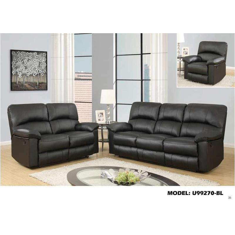 U99270-r - Black Global Furniture U99270 - Black Living Room Furniture Recliner
